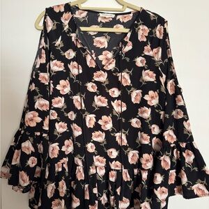 Sugarlips Black and Pink Floral Blouse